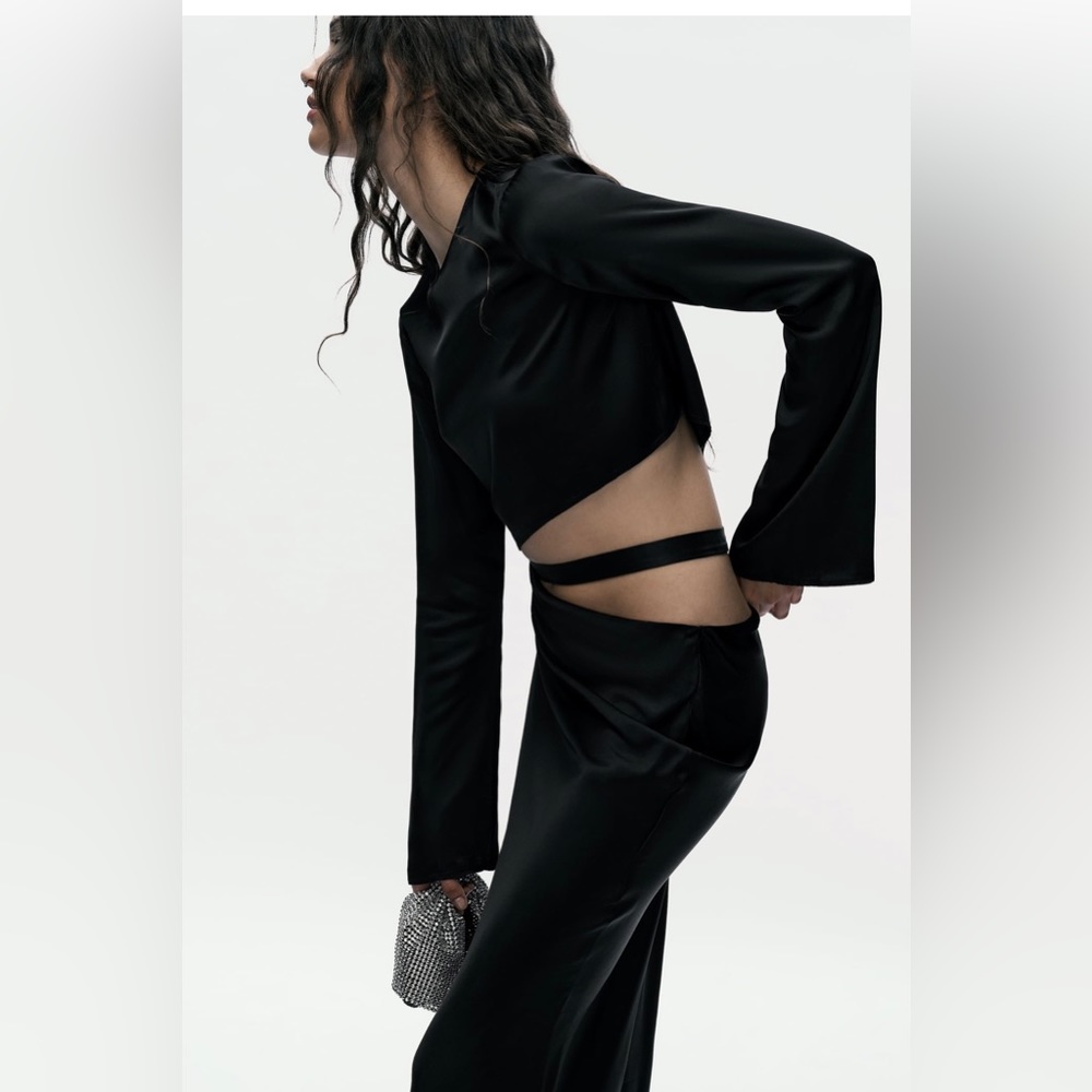 ZARA SLIT SATIN DRESS - Picture 3 of 7
